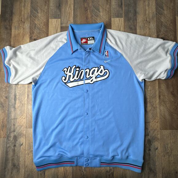 Vintage Sacramento Kings Jersey Men's Size 2XL Blue Nike Athletic Button Up 4758 - Picture 1 of 14